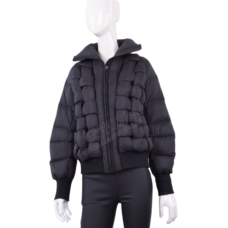 立領(lǐng)編織款羽絨服