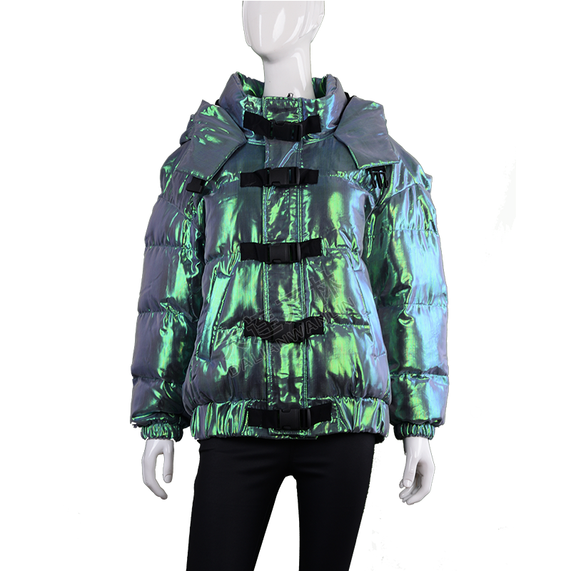 女士炫彩亮面短款羽絨服