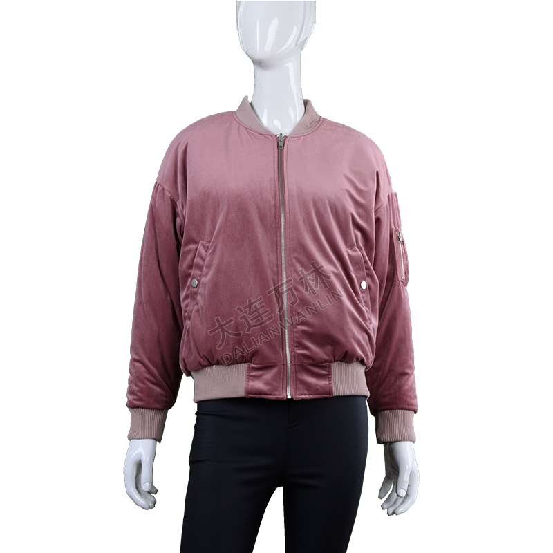 女士天鵝絨拉鏈短款棉服