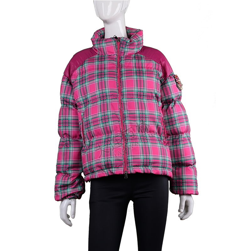 女士彩色格紋面包羽絨服