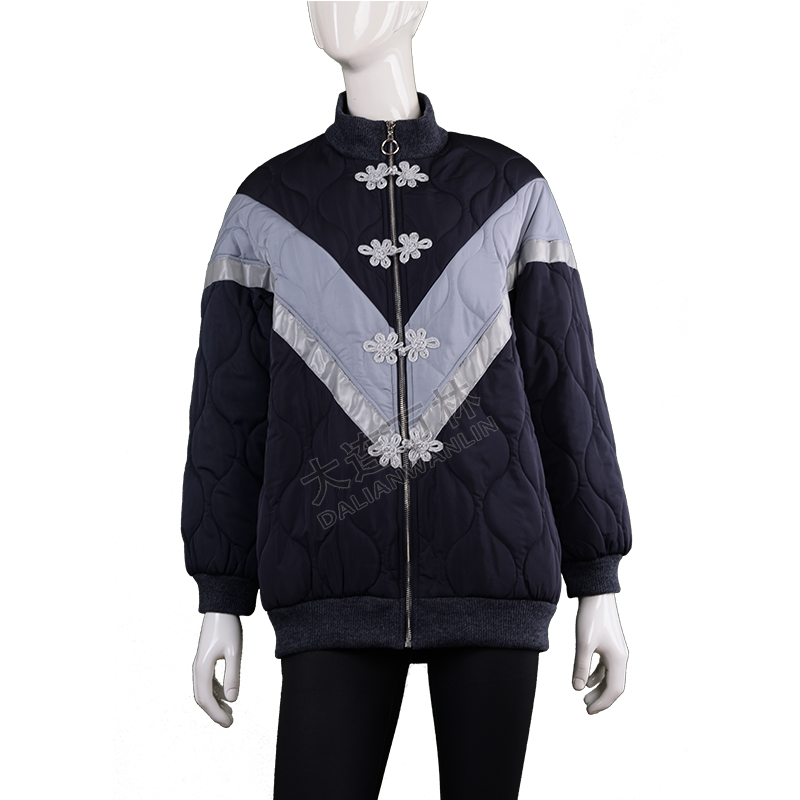 女士中國風盤口拼接羽絨服