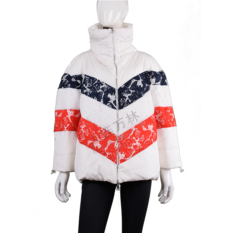 女士蕾絲拼接短款羽絨服