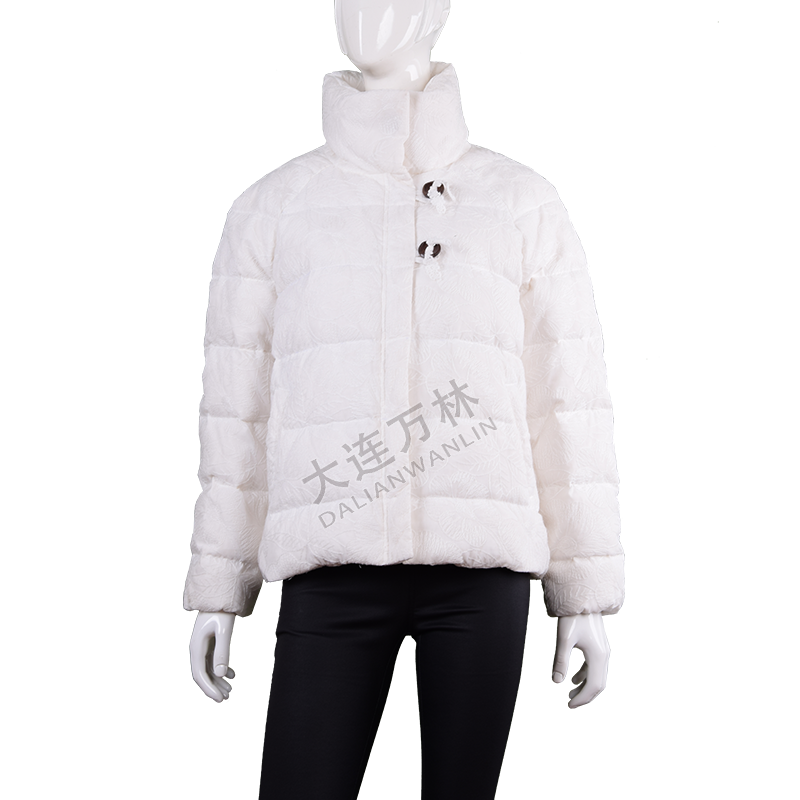 女士刺繡立領(lǐng)短款面包羽絨服